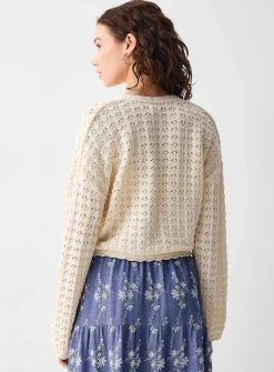Openwork tie-up cardigan