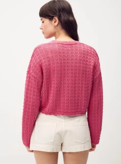 Openwork tie-up cardigan