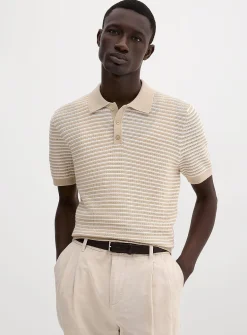Openwork two-tone stripe polo