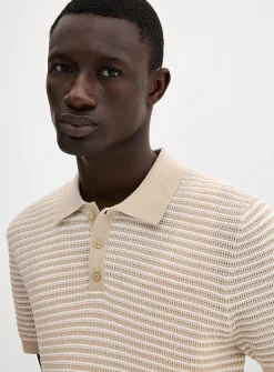 Openwork two-tone stripe polo