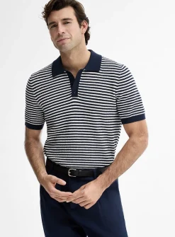 Openwork two-tone stripe polo