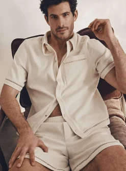Openwork-detail textured pyjama short