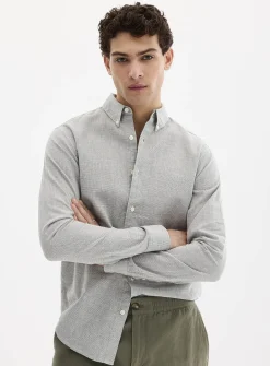 Optical check linen shirt