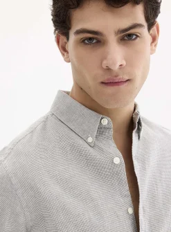 Optical check linen shirt