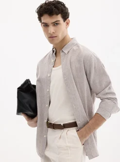 Optical check linen shirt