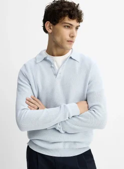 Optical honeycomb knit polo