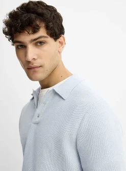 Optical honeycomb knit polo