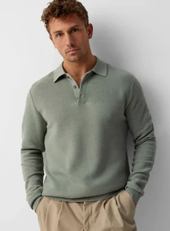Optical honeycomb knit polo