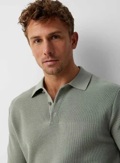 Optical honeycomb knit polo