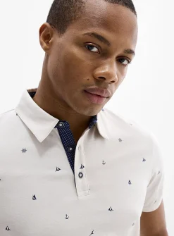 Optical stripe mini-pattern polo