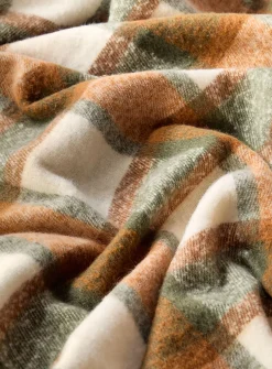 Orange and green check faux-mohair throw