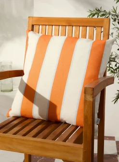 Orange and white stripes removable-cover outdoor cushion