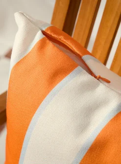 Orange and white stripes removable-cover outdoor cushion