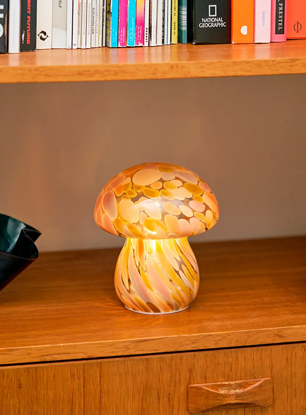 Orange confetti small portable mushroom lamp