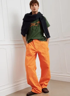 Orange twisted carpenter pant