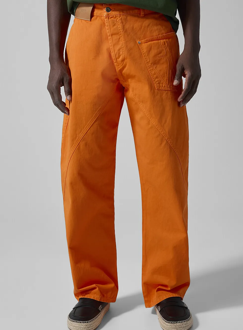 Orange twisted carpenter pant