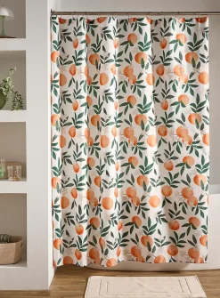 Oranges and flowers shower curtain