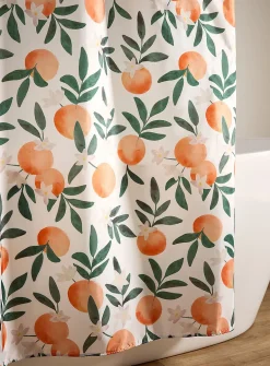 Oranges and flowers shower curtain