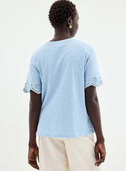 Organic cotton broderie anglaise slub T-shirt