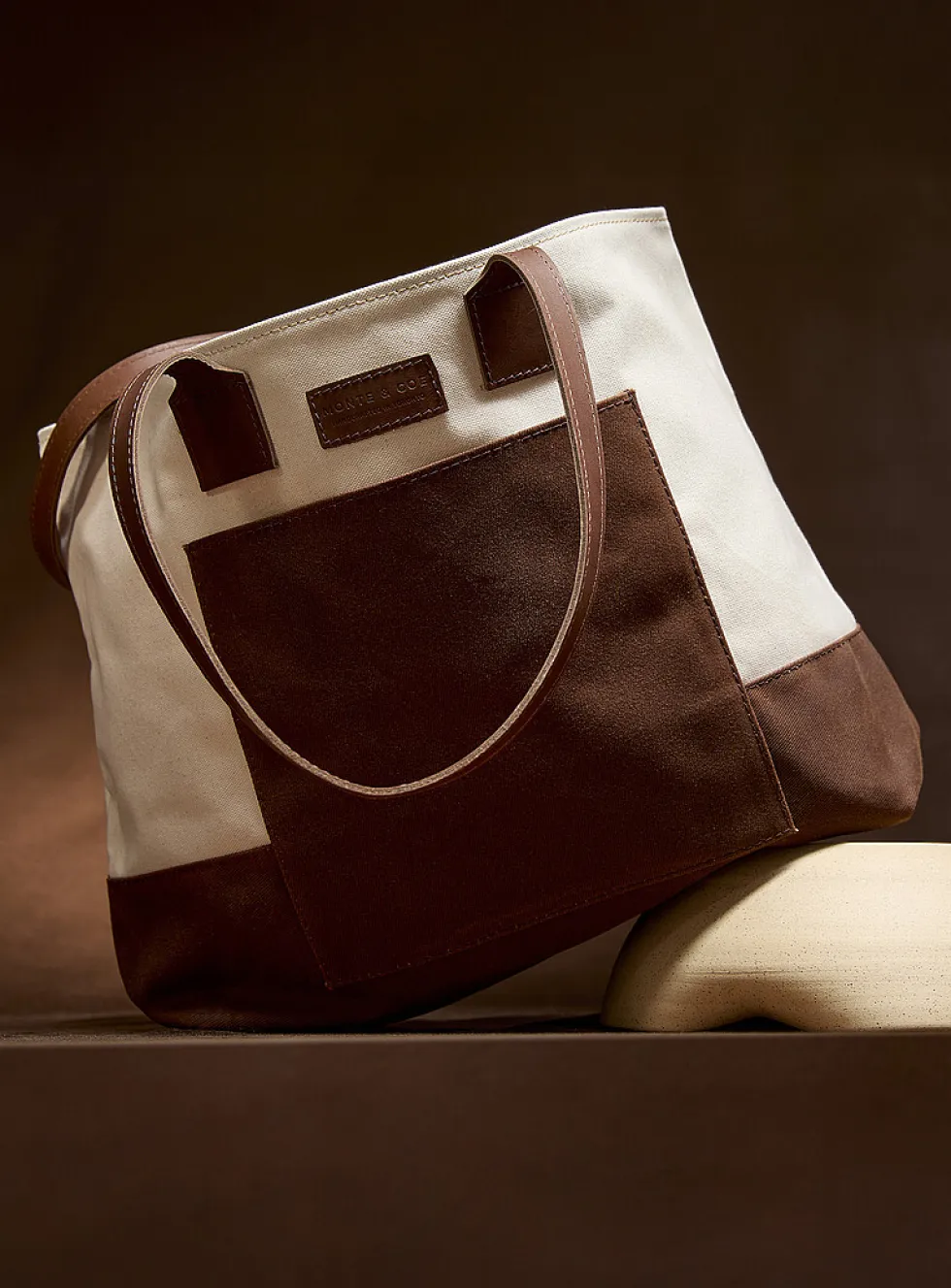Organic cotton contrasting tote bag