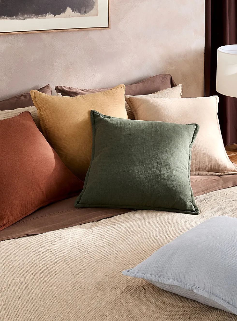Organic cotton gauze removable-cover cushion
