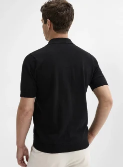 Organic cotton knit Johnny collar polo