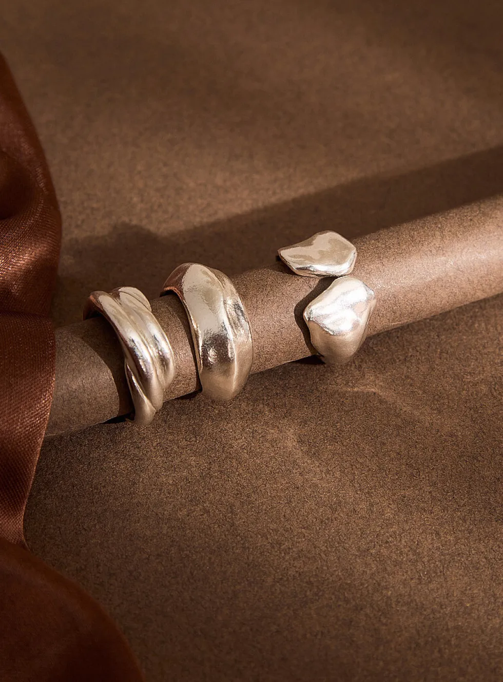 Organic solid silver open ring