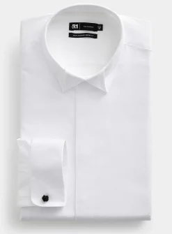 Origami-collar tuxedo shirt