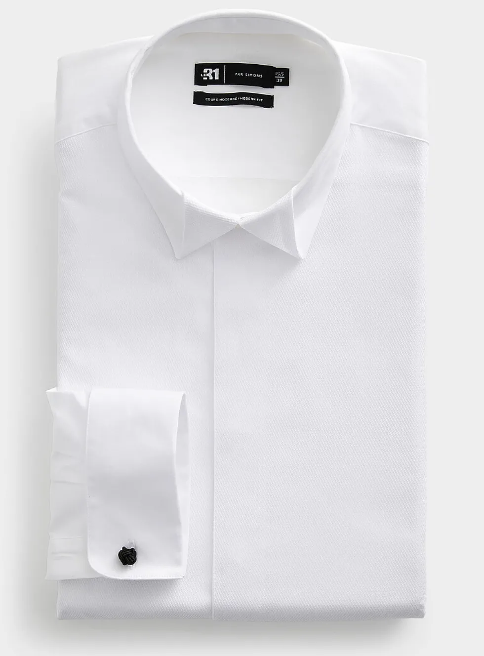 Origami-collar tuxedo shirt