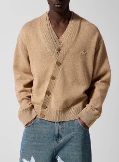 Overlaid collar cardigan