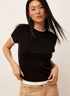 Overlaid effect supple T-shirt