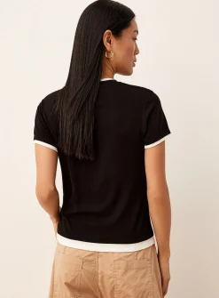 Overlaid effect supple T-shirt
