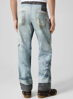 Overlaid effect trompe-l'oeil jean