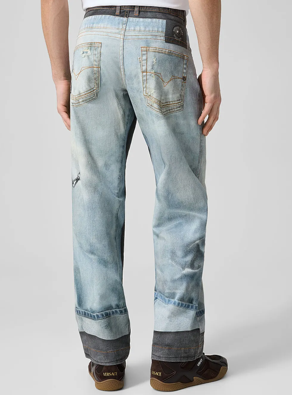 Overlaid effect trompe-l'oeil jean