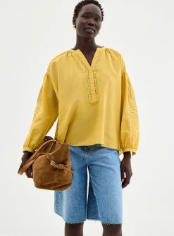 Oversized broderie anglaise blouse