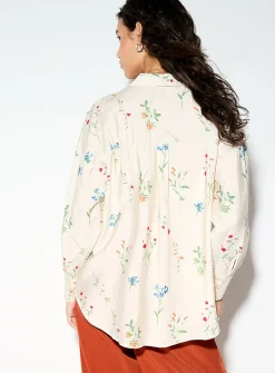 Oversized crinkled texture printed blouse