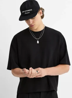 Oversized cropped Pima cotton T-shirt