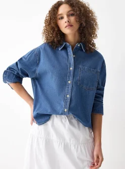 Oversized denim shirt