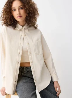 Oversized denim shirt