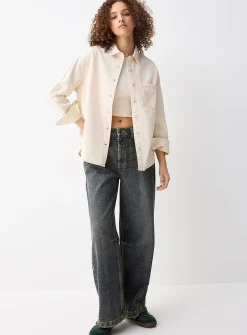 Oversized denim shirt