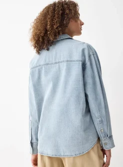 Oversized denim shirt