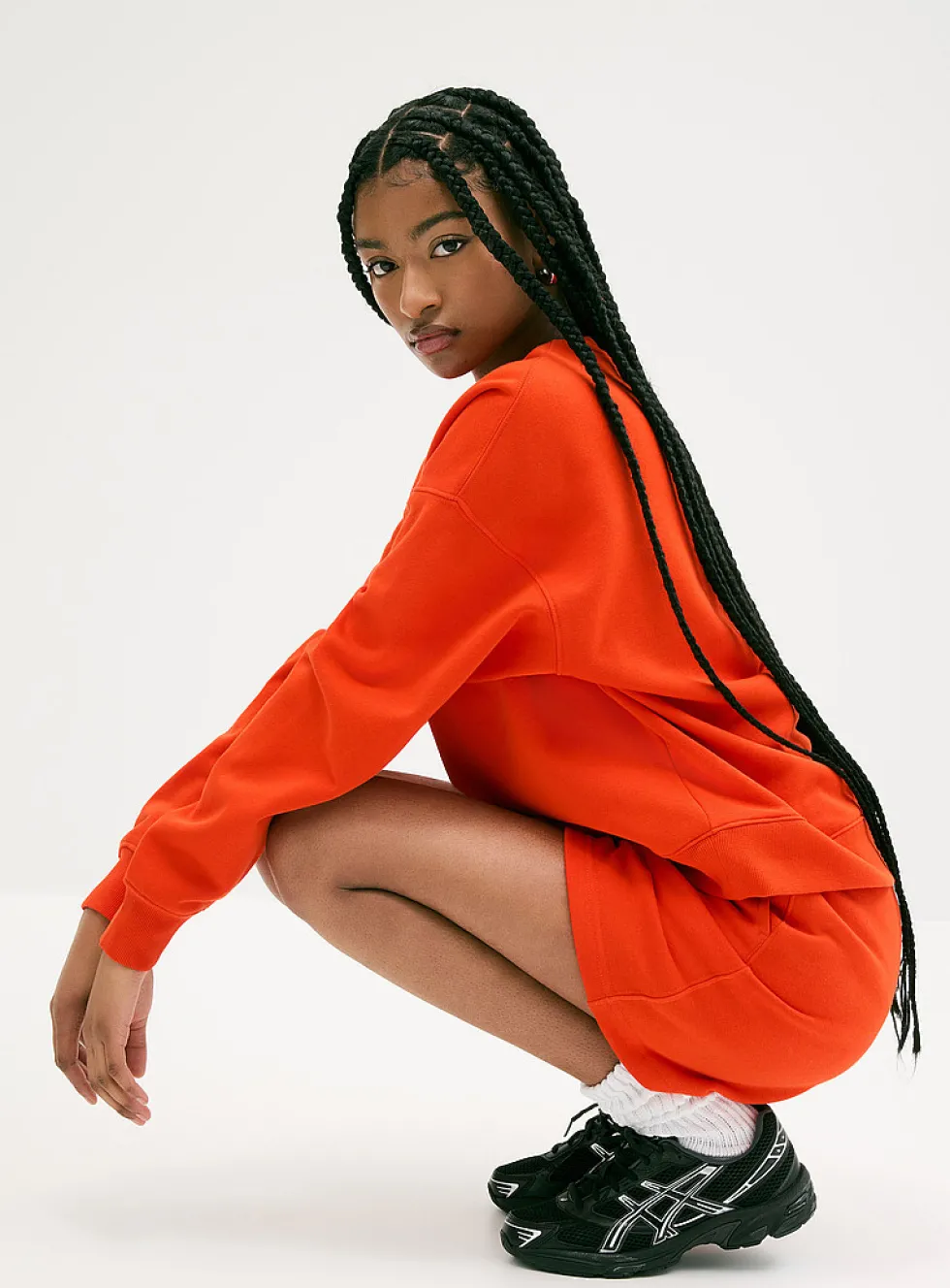 Oversized fleece crew-neck sweatshirt
