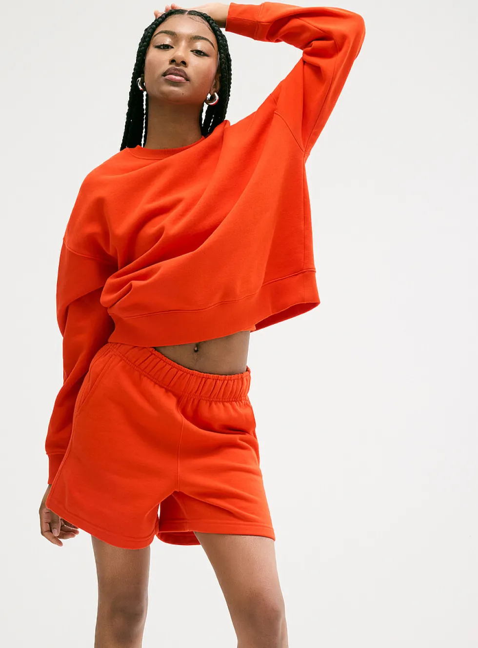 Oversized fleece crew-neck sweatshirt