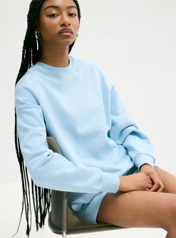 Oversized fleece crew-neck sweatshirt