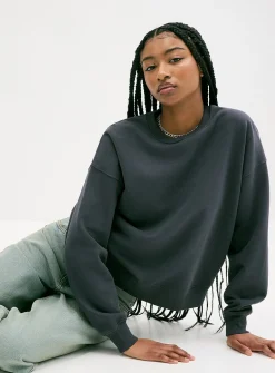 Oversized fleece crew-neck sweatshirt