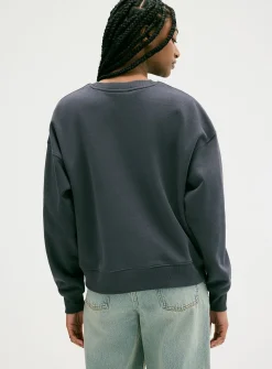Oversized fleece crew-neck sweatshirt