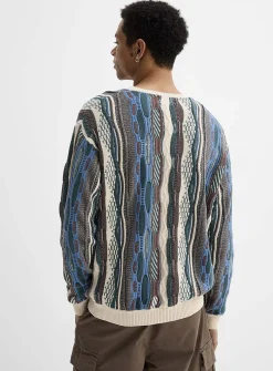 Oversized mixed-knit sweater