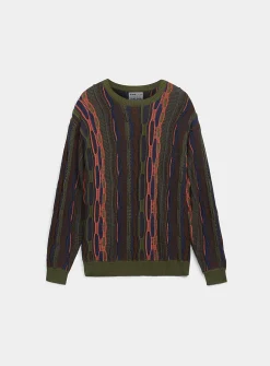 Oversized mixed-knit sweater