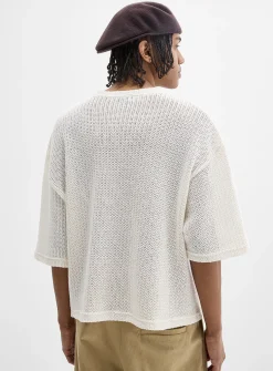 Oversized openwork knit T-shirt