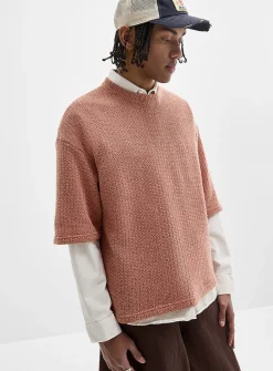 Oversized openwork knit T-shirt